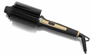Tru Beauty 2-in-1 Hot Styling Brush Ionic Tourmaline Barrel 2 Heat Settings Swivel Cord - Black/Gold