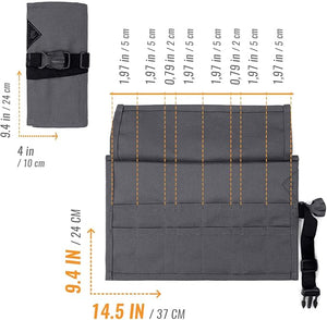 Under NY Sky Salon Scissors Roll Up Holder ? Professional Canvas Pouch Case for Hair Stylists Barbers &amp Hairdressers ? Portable Storage Organizer for Hair Cutting Shears &amp Salon Tools - Grey