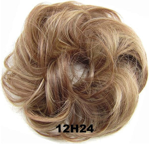 Hair Bun 1 Pack Messy Bun Hair Hoops Ponytail Hair Extensions Synthetic Donut Hair Bun Curly Wavy Hair Bun Wigs for Women Hair Bun Piece(12H24)