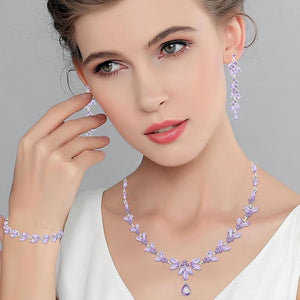 Wedding Jewelry Sets for Bride Bridesmaid Bridal Jewelry Set for Women Wedding Crystal Necklace Earrings Bracelet Set for Party Prom Jewelry