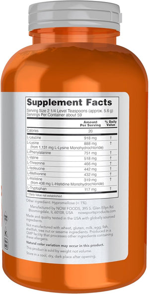 NOW Sports Nutrition Amino-9 Essentials¢â Powder Enhanced Protein Synthesis Amino Acids 330-Grams