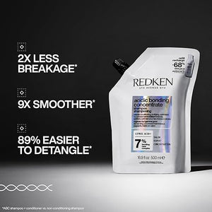 Redken Acidic Bonding Concentrate Shampoo For Damaged Hair Repair - Strengthens and Repairs Weak and Brittle Hair Sulfate-Free With Citric Acid