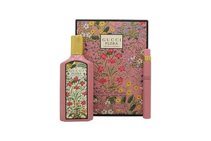 Gucci Flora Gorgeous Gardenia Gift Set for Women Eau de Parfum Spray 3.3 Ounce + Travel spray EDP 0.33 Oz