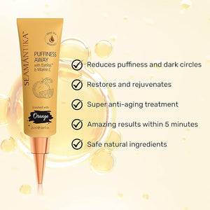 SEAMANTIKA PUFFINESS AWAY Eye Cream 0.8 fl.oz - Instant Eye Bag Remover Puffiness with Eyeliss Vitamin C Under Eye Puffiness Reducer Instant Results Temporary Reduction of Wrinkles &amp Dark Circl