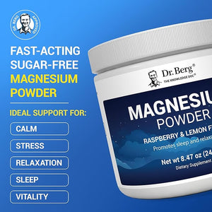Dr. Berg Magnesium Glycinate Powder for Sleep, Relaxation, &amp; Stress Relief - Now Includes Vitamin D3 &amp; Zinc - Delicious Raspberry &amp; Lemon Flavor (50 Servings) Magnesium Powder - Magnesium