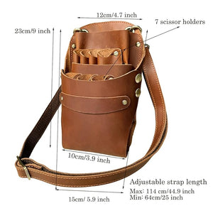 Scissor Pouch Belt Cowhide Leather Salon Barber Hairdressing Scissor Holster Hair Stylist Shears Holder Tools Waist Bag with Adjustable Strap for Combs Hair Clips