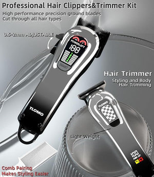 Hair Clippers for Men Professional Cordless Hair Clippers Kits for Hair Cutting KitMens Clippers and Trimmer Set for Barber with LED Display