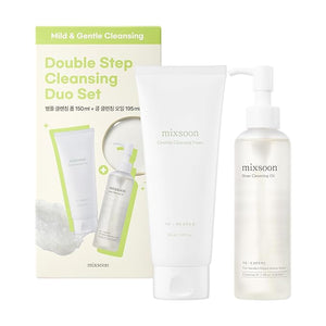 mixsoon Double Cleansing Set- 2-Step Routine Centella Foam &amp Bean Cleansing Oil Gentle Deep Clean and Hydrating Care 150ml / 5.07 fl.oz. 195ml / 6.59 fl.oz. Korean Glass Skin Care