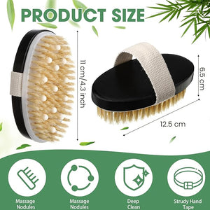 Gejoy 10 Pcs Dry Brushing Body Brush Exfoliating Brush with Massage Nodule Dry Skin Body Scrubber for Shower Bath Back Circulation Improvement Dead Skin Exfoliator (4.92 x 2.56 Inches,Black)