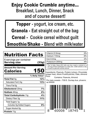 High Protein Cookie ? Peanut Butter Chocolate Chip Crumble 66g Protein per Bag Keto Low Carb No Sugar Added Gluten-Free 2 Pack ? PROTEIN SWEETS