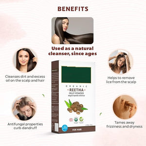 MK 100% Organic Reetha Powder | Sapindus mukorossi For Hair &amp Scalp Treatment - (100g)