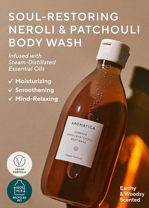 AROMATICA Embrace Body Wash Neroli &amp; Patchouli 10.14fl.oz./300ml - Floral Body Wash for Women | Relaxing Your Body &amp; Mind | Vegan, Sulfate Free