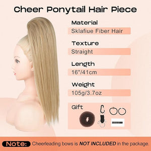 SEIKEA Cheer Ponytail Hair Piece 16 Straight Cheerleader Hairpiece Ponytail Extension for Cheerleader Competition Dance Medium Blonde