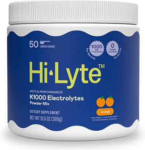 Hi-Lyte K1000 Electrolytes Powder Mix Orange Keto &amp Performance 50 Servings