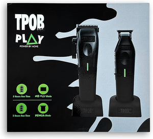 TPOB Play Barber Hair Clipper and Trimmer for Men 7500 RPM with Rubber Grips (Blackout 2 Set)