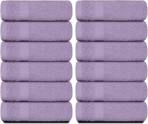 White Classic Luxury Cotton Washcloths 13x13 Inch - 650 GSM Turkish Cotton | Hotel Spa Bathroom Face Towel | 12 Pack Lavender