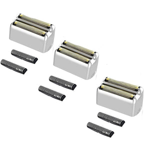Professional Replacement Foil and Cutters for BaBylissPRO Barberology Double Foil Shaver, Compatible with BaBylissPRO Barberology FXFS2 Shaver (3 silver)