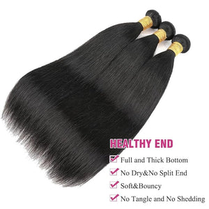 Human Hair Bundles Brazilian Straight Human Hair One Bundle 16inch 100% Unprocessed Virgin Human Hair Straight Weave Bundle RawBundle Deals Natural Black for woman