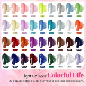 phoenixy 40 PCS Gel Nail Polish Kit 36 Colors Gel Nail Polish Set with Base Top Coat Pink Blue Red at Home Nail Kit Christmas Gifts for Women