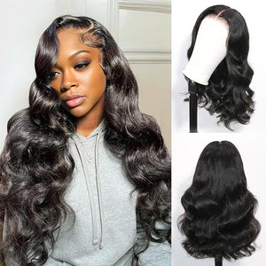 ShowJarlly Small Cap 9x6 Body Wave Lace Front Wigs Human Hair 200% Density Wear and Go Glueless Wigs Human Hair Pre Cut Closure Wig Human Hair for Black Women Natural Black 24 Inch (21.5 - 22.5)
