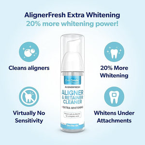 EverSmile AlignerFresh Extra Whitening Foam ? Cleaner Compatible w/Invisalign and All Clear Aligners and Retainers ? Eliminates Bacteria, Whitens Teeth, Fights Bad Breath ? 50ml (2 Pack)