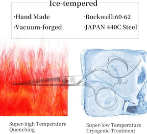 Moontay 6.0 Hair Cutting Shears Set with Large Finger Holes Professional Barber Stylist Texturizing Shears Salon Hair Cutting Scissors 440C Japanese Stainless Steel Silver