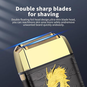 HIENA PRO Professional Foil Shaver for Men, Double Electric Foil Trimmer, Cordless Bald Head Precision Trimmer, Electric Razor, Rechargeable with USB, Gifts for Men (BGLT)