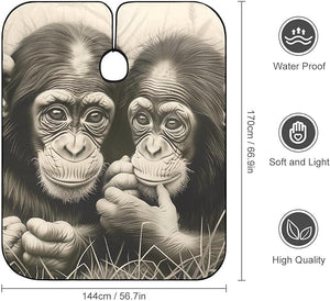 Little Cute Monkey Professional Barber Cape Polyester Hair Cutting Salon Cape Water Stain Resistant Apron Cutting Hair Beard Hairdressing Cape Anti-Static Haircut 56.7¡¿66.9 Inch (1 Pack)