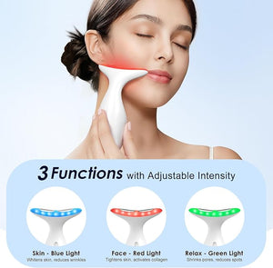 Facial &amp; Neck Massager ? Skin Firming and Relaxation Device with LED Light | Portable Face &amp; Neck Care Tool for Lifting and Sculpting