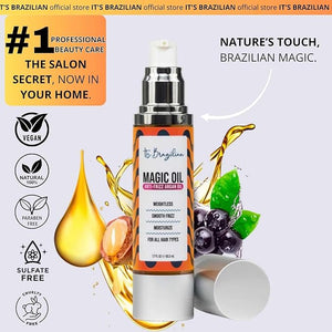 IT'S BRAZILIAN Magic Oil ? Anti-Frizz Argan Oil Hair Serum Weightless Shine &amp Smooth Feel ? 1.7 fl oz ? Moisturizes &amp Tames Flyaways ? For All Hair Types