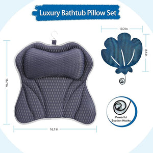 Luxury Bath Pillow and Hot Tub Scum Absorber Set Bath Pillows for Tub with 6 Powerful Suction Cups Hot Tub Scum Absorber Fits All Bathtub