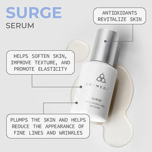 COSMEDIX Surge Hyaluronic Acid Booster for Face - Ultra Hydrating Face Serum with Vitamin C &amp Niacinamide Softens Brightens &amp Moisturizes Skin - Facial Skin Care Product for Fine Lines &amp