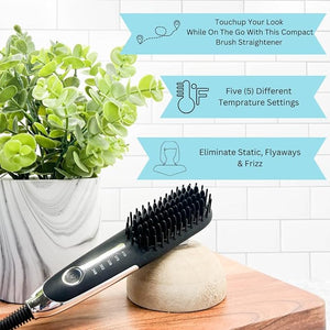 Head Kandy Side Kick | Travel Side Hair Straightener Brush | Compact Design| Great for Short Hair Bangs Touch Ups | Teal