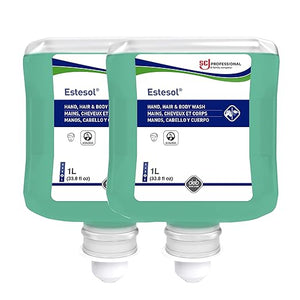 SC Johnson Professional Estesol Hand Hair &amp Body Cleanser Bulk Body Wash Refill 1 Liter Cartridge Refill 2 Count for Professional Use Only