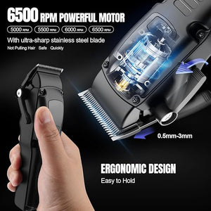 Professional Barber Hair Clippers Trimmer Shaver Set for MenCordless Hair Cutting Kit &amp Zero Gap T-Blade Trimmer &amp 8500 RPM Electric Shaver Combo with EVA CaseMens Gift