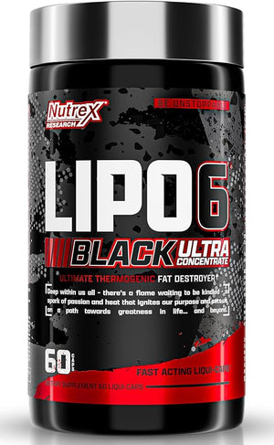 Nutrex Research Lipo-6 Black Ultra Concentrate | Thermogenic Energizing Fat Burner Supplement Increase Weight Loss Energy &amp Intense Focus |Capsule 60Count