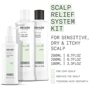 Nioxin Scalp Relief System Kit | For Sensitive Itchy Scalp | Made with Aloe Vera and Vitamin E | Trial Size