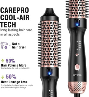 Thermal Brush for Less Damage Zavarea 1.5 Inch Heated Round Brush for Blowout Look Heated Styler with Built-in Cooling Air Circulation &amp Negative Ions &amp Ceramic Easy to Use Dual Voltage B