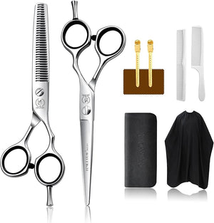Fenice Peak 6'' Hair Cutting Scissors Set Professional 440C Stainless Steel Barber Shears Kit with Cutting &amp Thinning Scissors 9 PCS Hairdressing Tools for Men Women Salon Home Use
