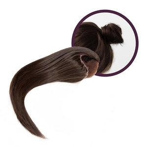 Sue's Collection Natural Human Skinny Hair Buns Piece Human Hair Bun Extension Mesh Donut for Women with Thin Hair Soft and Real Human Hair Bun Hair Pieces Girls and Women - Dark Brown 1