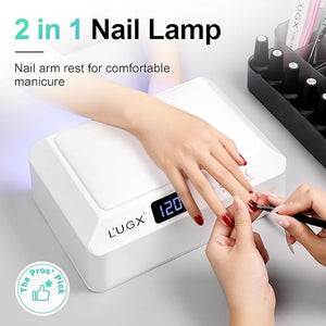 L'UGX Professional Nail Curing Lamp for Gel Polish Dryer 72W LED UV Nail Lights with Arm Rest Pillow &amp Retractable TrayPerfect for Manicure &amp Pedicure at Salon &amp Home