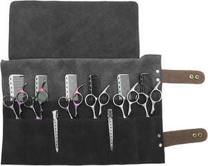 VOCOSTE Barber Scissors Bag Roll Up Durable &amp Foldable Salons Tool Pouch with Multi-Pockets Hair Scissor Shears Cases for Hair Stylists Black