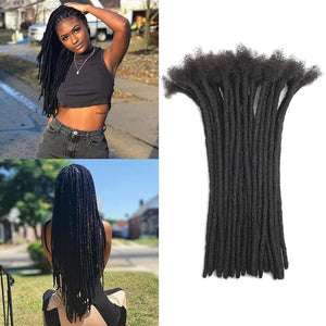 Dreadlocks Extension Human Hair 14inch 0.6cm 20 Strands Locs Extensions Real Human Hair For Man/Women Full Handmade Permanent Dreadlock Extensions Human Hair An Be Dyed Bleached Curled Natural Black
