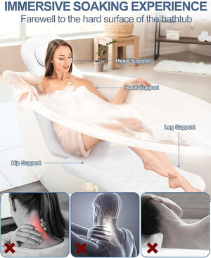 YSJILIDE Full Body Bath Pillow for Bathtub Spa Bath Pillows for Tub Neck Head Neck Shoulder and Back Support with Non-Slip Suction Cups/4D Air Mesh
