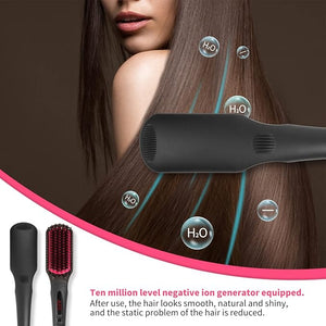 Enhanced Negative ion Hair Straightener Brush Anti-Scald hot Hair Styling Tools &amp appliances Comb for Natural Thick Hair Women Portable Electric Ceramic Heated Hair straightening Brush Products