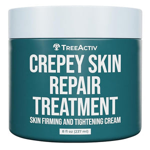 TreeActiv Crepey Skin Repair Cream, 8 oz, Firming Formula with Hyaluronic Acid &amp; Shea Butter to Deeply Moisturize and Tighten Dry, Wrinkly Crepe Skin, 500+ Uses