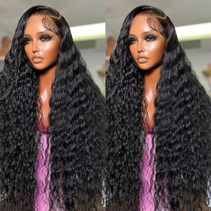 BELE 28 Inch 13x4 Lace Front Wigs Human Hair 200% Density Deep Wave HD Lace Front Wigs Pre Plucked Deep Curly Glueless 13x4 HD Lace Frontal Brazilian Virgin Human Hair Wig for Women