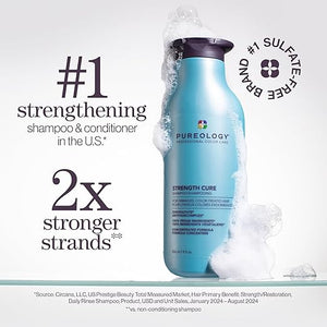 Pureology Strength Cure Shampoo - For Damaged or Color Treated Hair Hair Strengthening &amp Prevents Breakage Seals Split Ends Vegan &amp Sulfate-Free