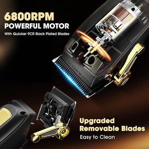 Hair ClippersMens Beard TrimmerElectric Razor for MenProfessional Hair Cutting Kit &amp Zero Gap T-Blade Trimmer &amp 7500 RPM Foil Shaver with LCD DisplayMens Gift