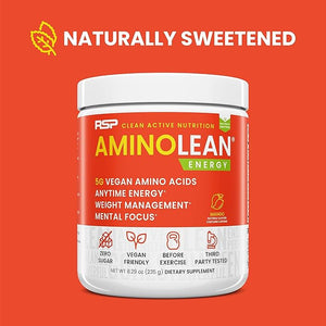 RSP NUTRITION AminoLean Natural Pre Workout Powder Sucralose Free Amino Energy with No Artificial Dyes Vegan BCAAs and Weight Management Mango 25 Serv